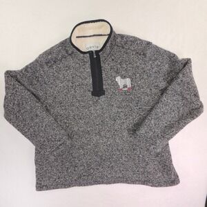 Orvis Mens XXXL Grey Marled Sherpa Lined Quarter Zip Pullover Big Hairy Dog Logo